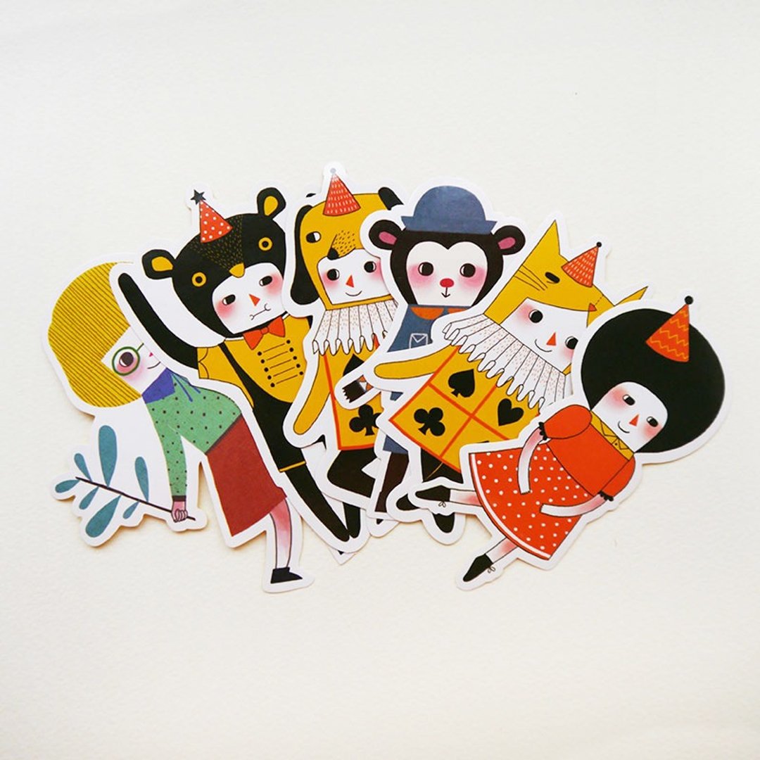 Collection 4 亮膜贴纸 插画贴纸组 6张入 - 贴纸 - 纸 多色