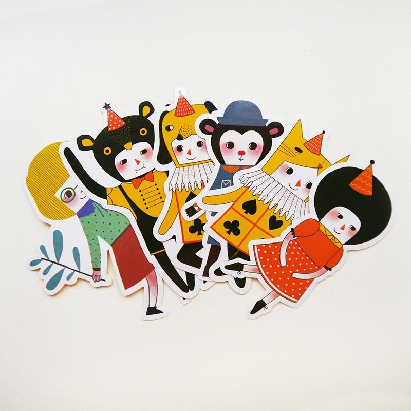 Collection 4 亮膜贴纸 插画贴纸组 6张入 - 贴纸 - 纸 多色
