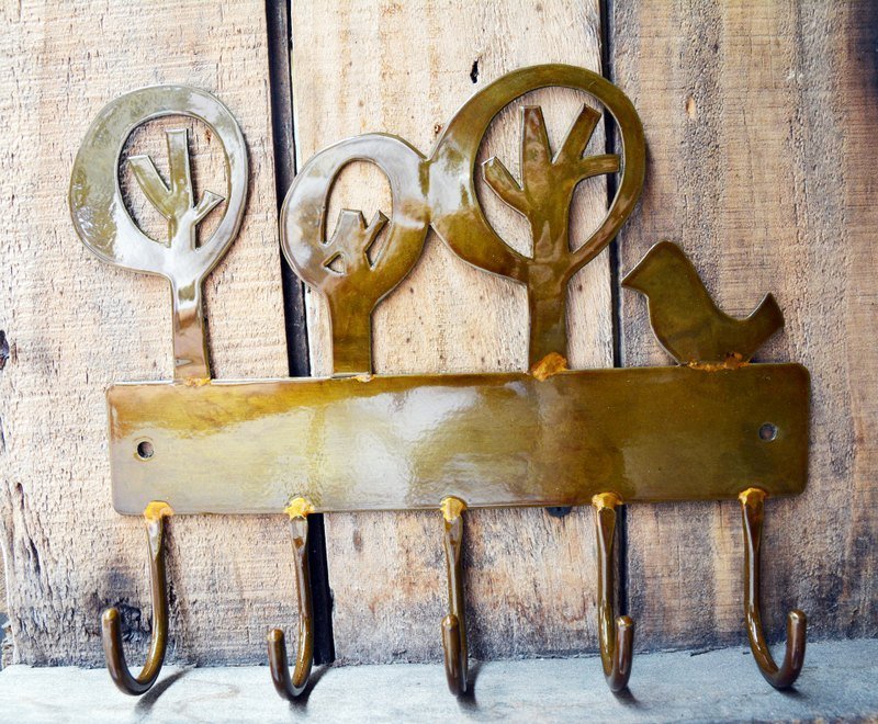 小树与鸟挂钩＿公平贸易 - 墙贴/壁贴 - 其他金属 咖啡色