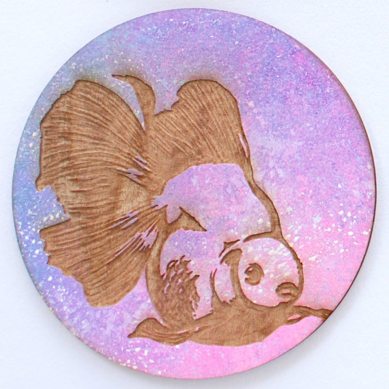 金鱼木杯垫 / wood coaster 05 - 杯垫 - 木头 粉红色