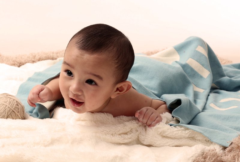 下雨天有机棉毯-水蓝 - 寝具 - 其他材质 蓝色