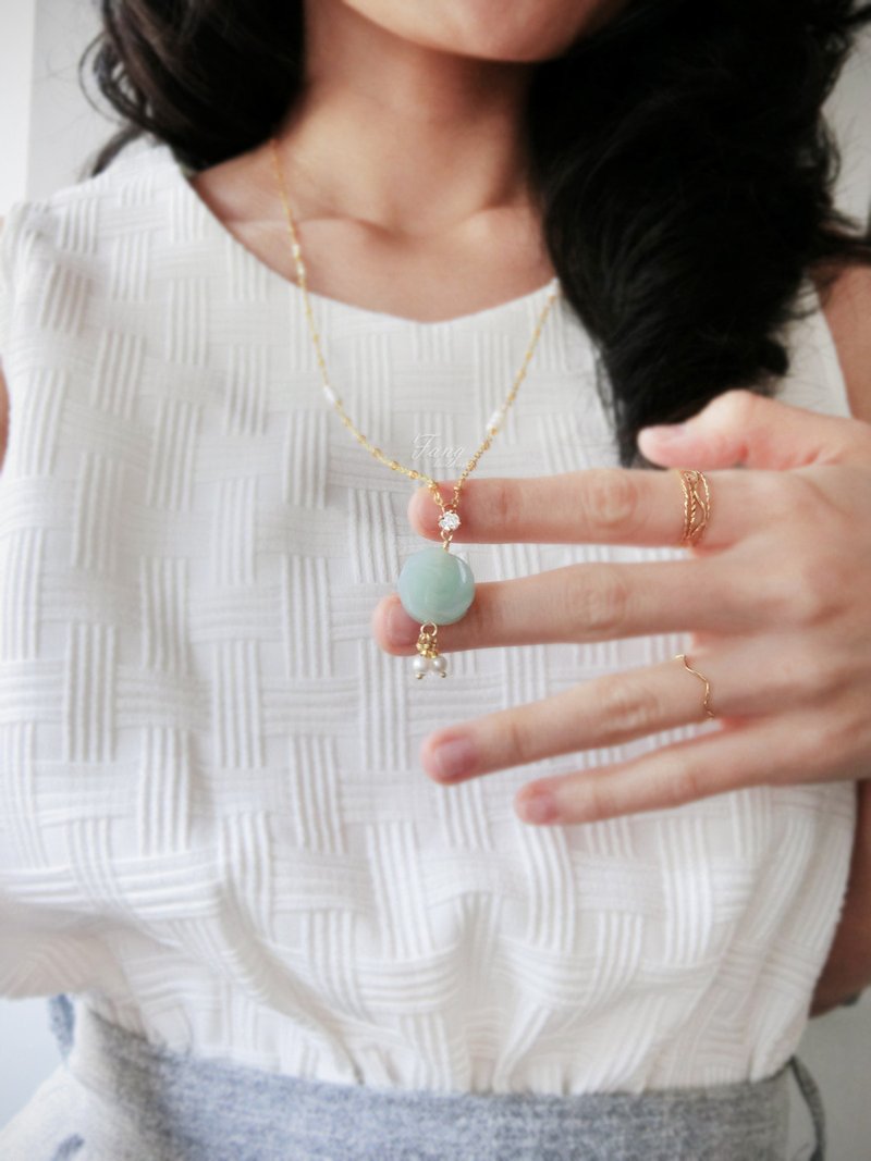 【玫瑰】之小果子 长链 /天河石/淡水珍珠/项链 - 项链 - 宝石 金色