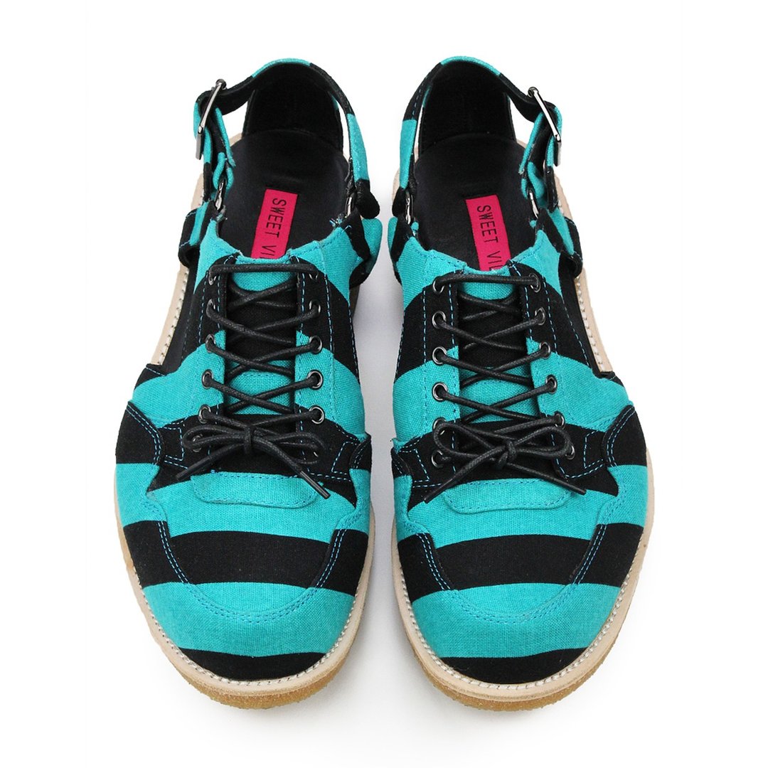 Alice's Journey M1139 Teal - 男女凉鞋 - 棉 蓝色