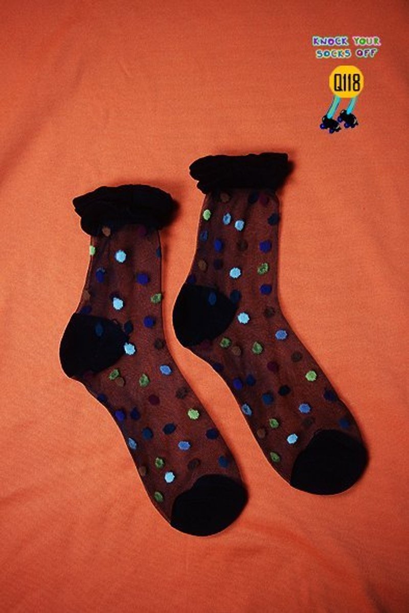 彩色点点半透明短丝袜!!夏漪眺=knock your socks off !! - 袜子 - 其他材质 蓝色