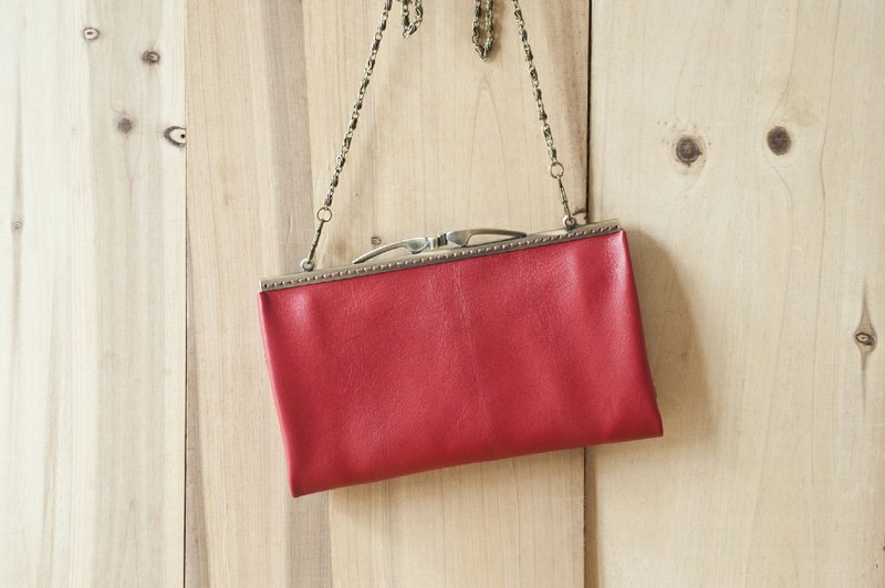 羊皮口金肩背包-大红色 - 其他 - 真皮 红色