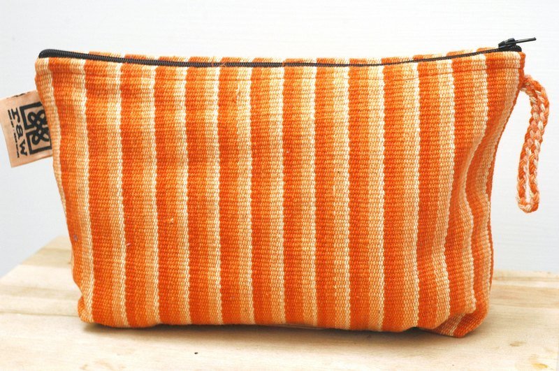 纯棉手织atita 防水收纳袋-橘 - 其他 - 棉．麻 橘色