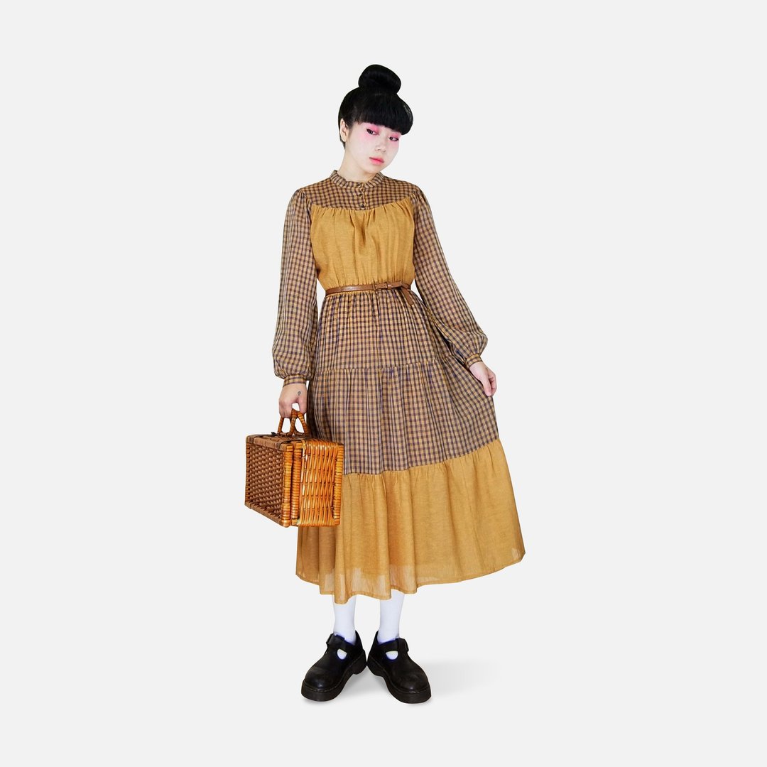 A·PRANK :DOLLY :: 复古着VINTAGE欧式田园乡村风拼布格纹蛋糕裙古着洋装 - 洋装/连衣裙 - 棉 多色