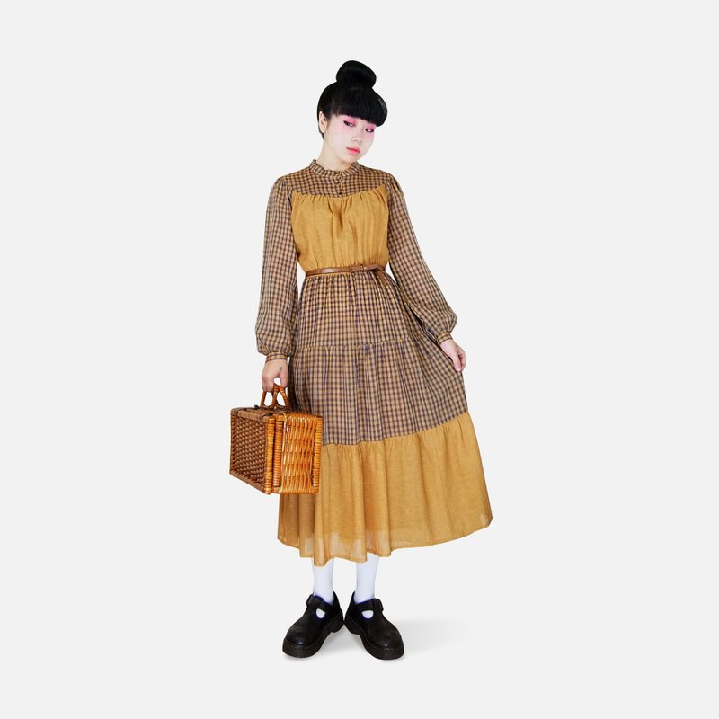 A·PRANK :DOLLY :: 复古着VINTAGE欧式田园乡村风拼布格纹蛋糕裙古着洋装 - 洋装/连衣裙 - 棉．麻 多色
