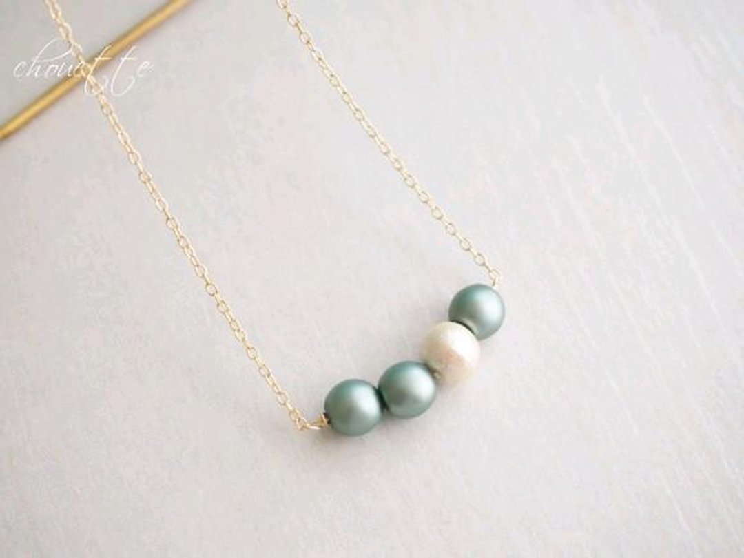 [14kgf] pearl necklace (Orient Green) - 项链 - 其他金属 