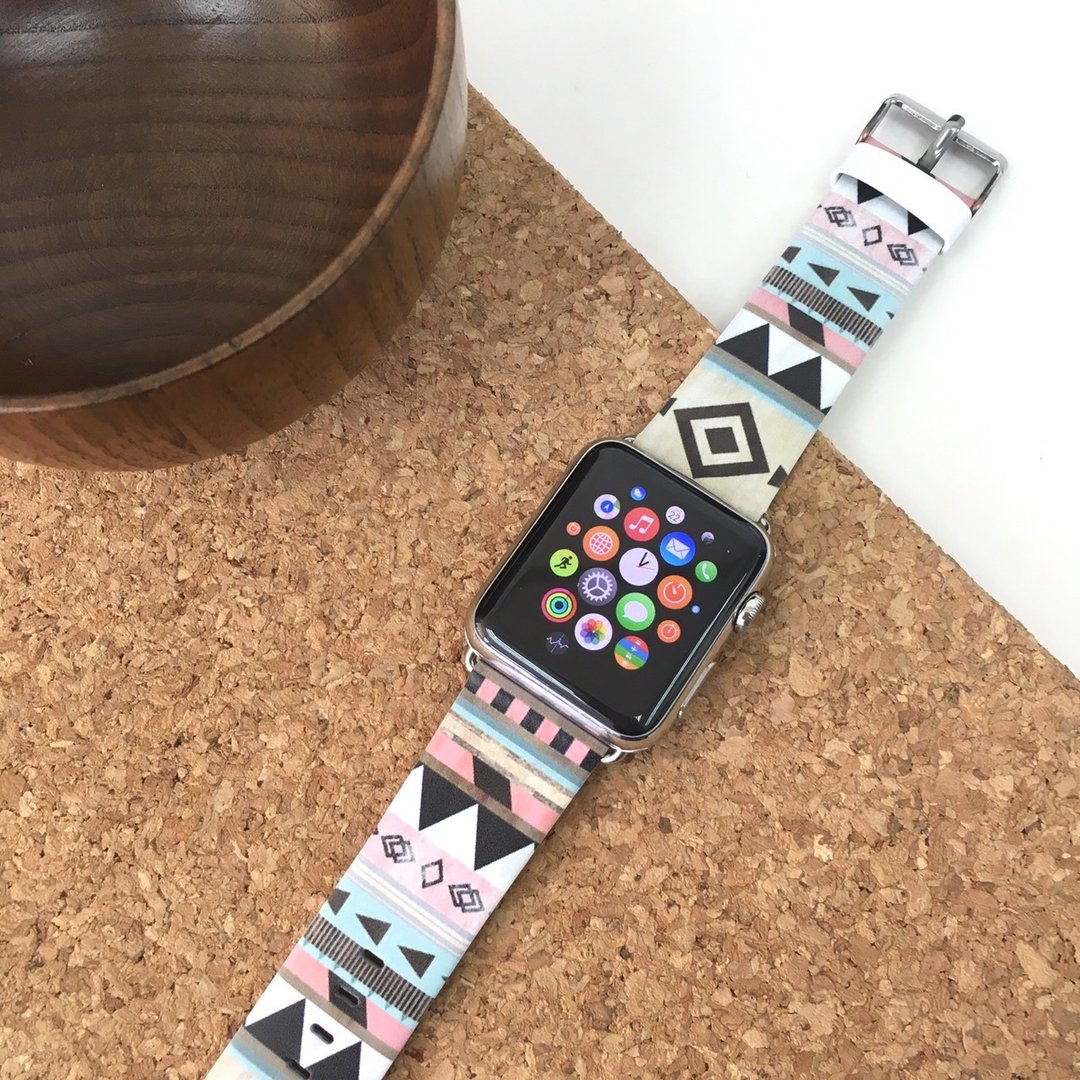 Apple Watch Series 1 - 5 彩色民族图案皮表带 38 40 42 44 mm - 其他 - 真皮 