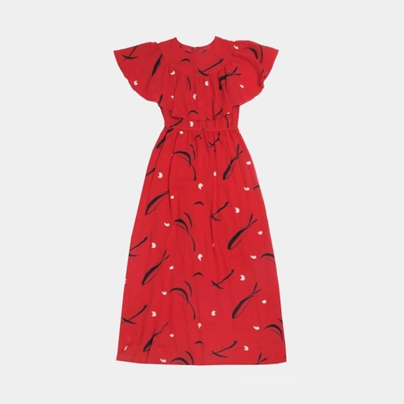 │moderato│热情巴洛克长板古着洋装│礼物.森林复古.女朋友.独特.文艺 - 洋装/连衣裙 - 其他材质 红色