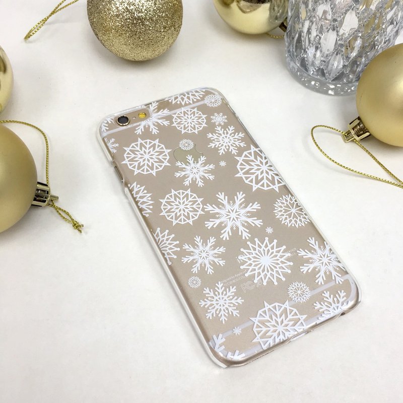 香港原创设计 圣诞白色蕾丝雪花图案 iPhone X,  iPhone 8,  iPhone 8 Plus,  iPhone 7, iPhone 7 Plus, iphone 6/6S , iphone 6/6S PLUS, Samsung Galaxy Note 7 透明手机壳 - 手机壳/手机套 - 塑料 透明