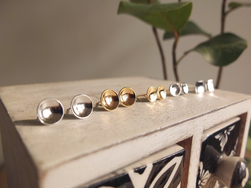 【大圆】极简约耳针式耳环 / 全手工 纯银 - 耳环/耳夹 - 其他金属 