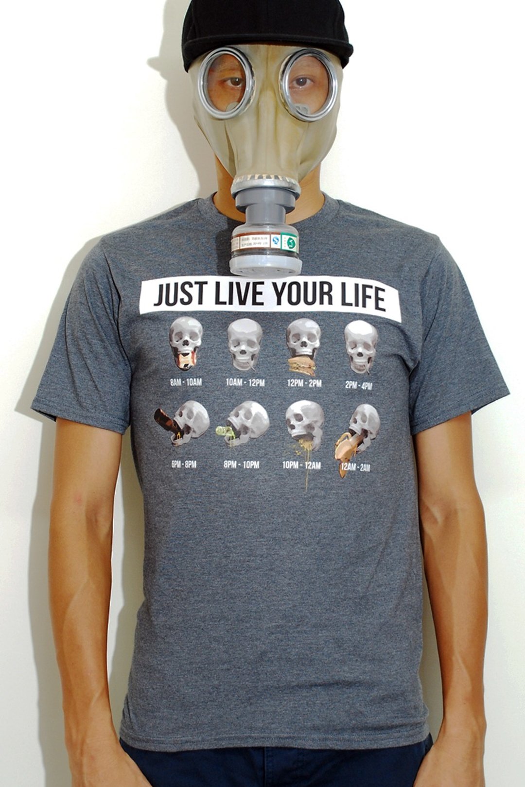 Just live your life 灰色T恤 (SmogUp) - 中性连帽卫衣/T 恤 - 棉 灰色