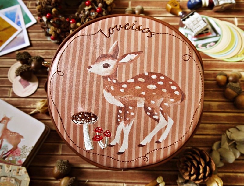 特惠价!!森林中的小鹿精灵─森鹿刺绣包 - 侧背包/斜挎包 - 其他材质 咖啡色