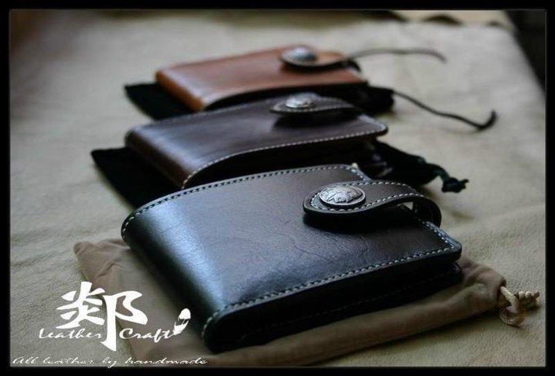 植鞣牛皮 男用个性短夹 - 皮件 - 真皮 