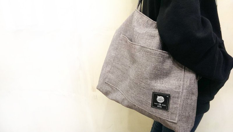 麻料(肩背/侧背)简单包/灰色 - 侧背包/斜挎包 - 其他材质 灰色