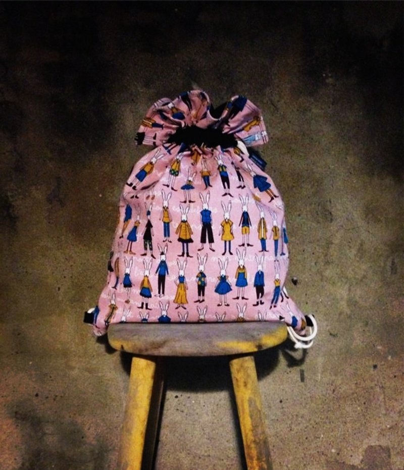 【束口包/后背包/束口袋-兔兔家族-糖果束口包】 - 束口袋双肩包 - 其他材质 