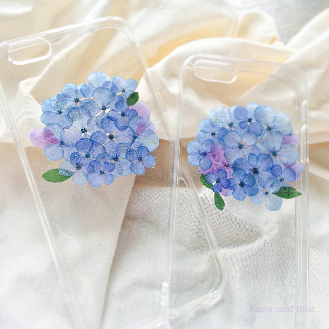【iPhone case系列】迷你版绣球花/紫阳花手机壳 iPhone case (蓝色调) - 手机壳/手机套 - 其他材质 