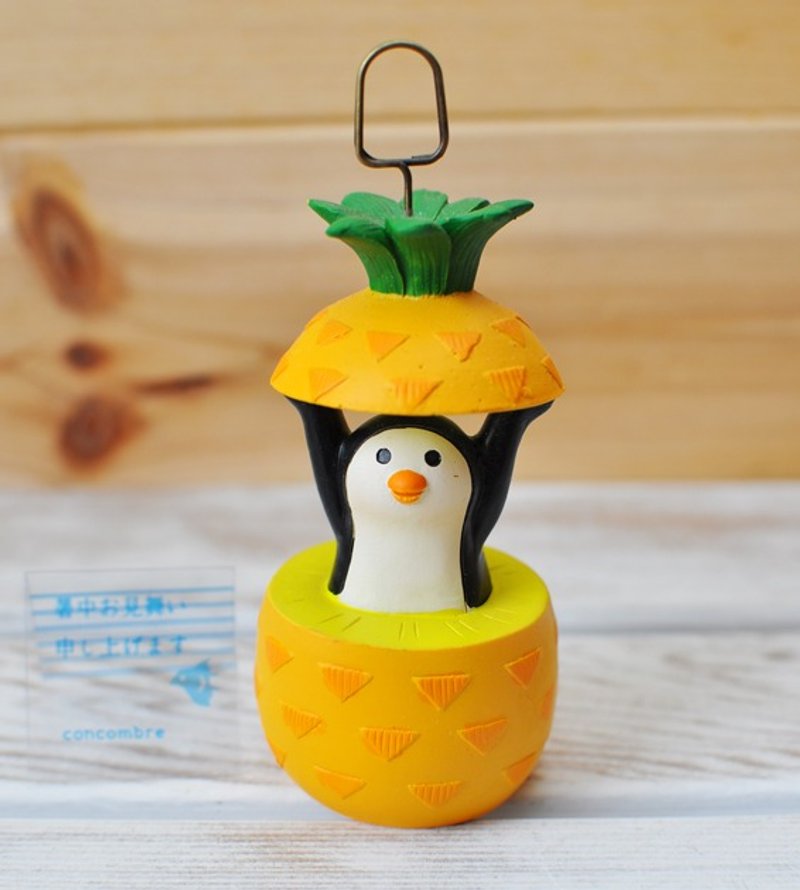 【日本Decole】concombre系列 夏日风情-企鹅凤梨造型卡片夹 / MEMO夹 - 文件夹/资料夹 - 其他材质 黄色