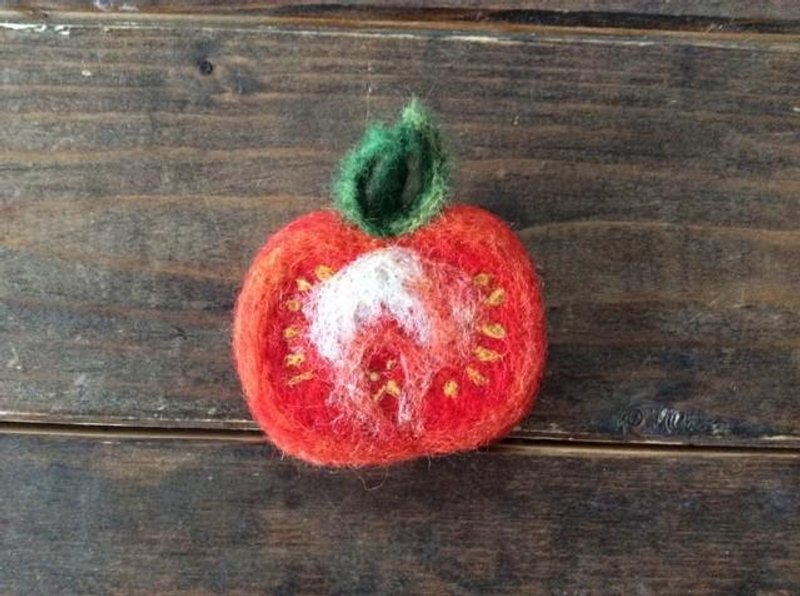 Tomato (brooch) - 胸针 - 羊毛 红色