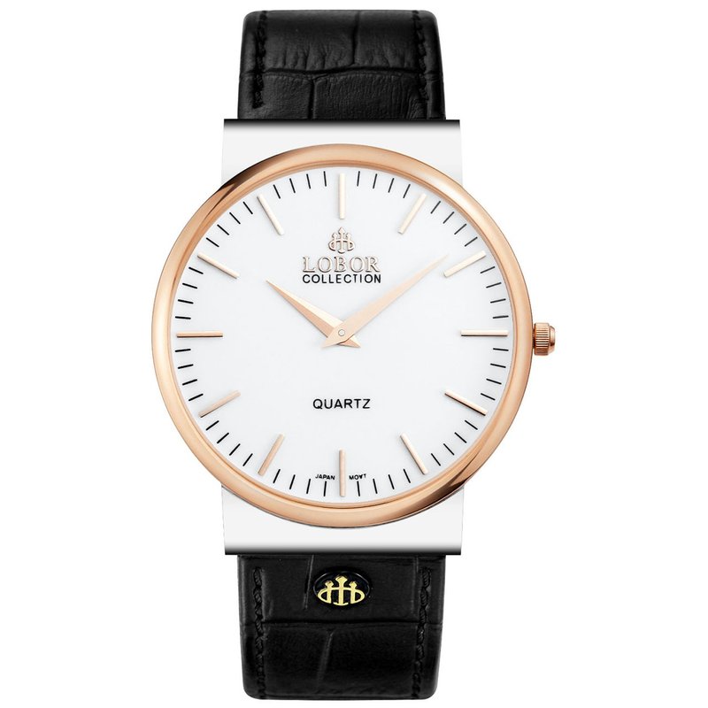 NATTY HOLBORN BLACK 日本机芯 不锈钢打磨 意大利皮带 香港制造 LOBOR 中性手表 - 女表 - 防水材质 黑色