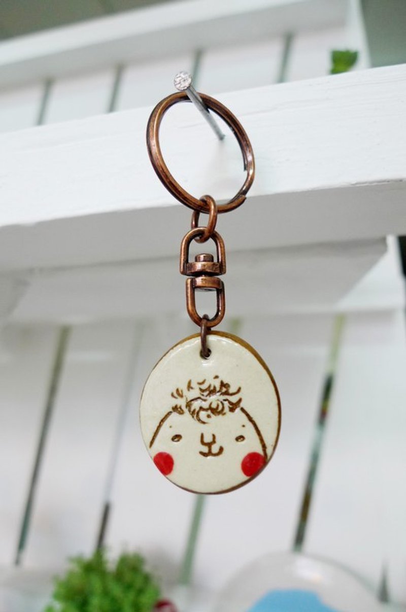 卷毛钥匙圈 - 吊饰 - 其他材质 咖啡色