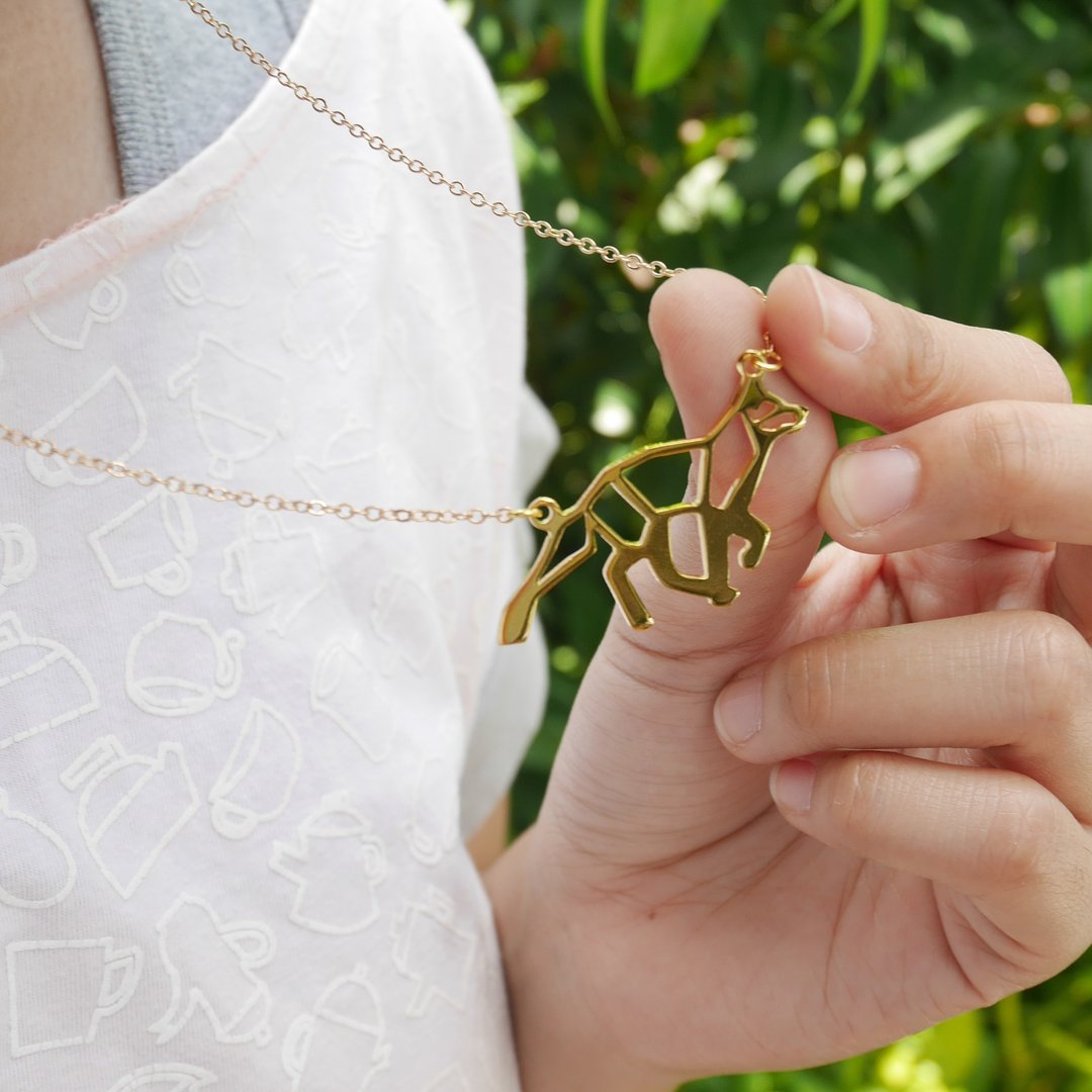 Fox necklace, Origami Necklace, Fox jewelry, animal necklace, Fox gift - 项链 - 铜/黄铜 金色