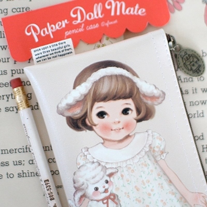 韩国 Afrocat paper doll mate pencil case3 收纳袋 可爱 复古娃娃 笔袋 铅笔盒 - 其他书写用品 - 其他材质 多色
