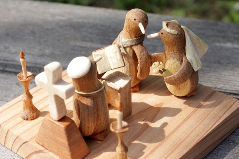 Wedding penguins set - 摆饰 - 木头 咖啡色