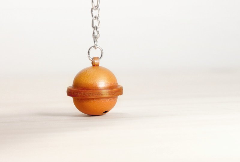 猫狗宠物皮铃铛 / 皮革钥匙圈 (小) - 项圈/牵绳 - 真皮 黄色