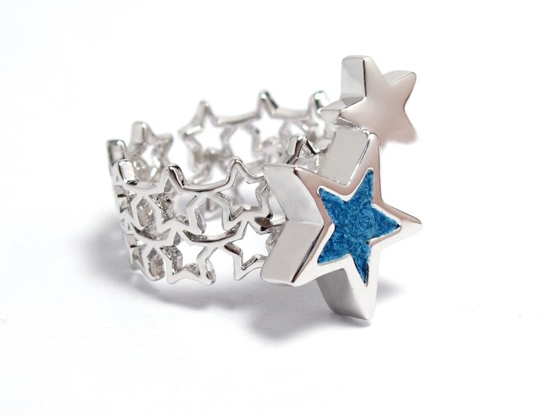 手工蓝色都会流星戒指,手工白金蓝色极简戒指/手工戒指 - 戒指 - 其他金属 