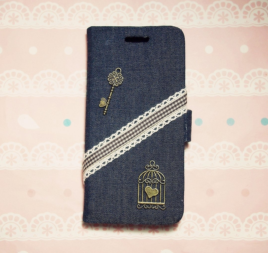 生日礼物 布艺 牛仔系列 打开心锁的钥匙 手机套 手机壳 苹果 Apple iPhone 5s 5 4s 4  HTC One M8 One 2 mini - 手机壳/手机套 - 其他材质 蓝色