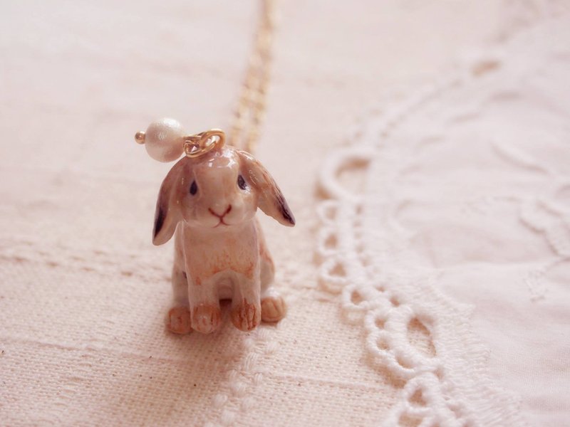 Tammy St. 童话森林系列系列 兔子动物精致陶瓷长颈链 - 项链 - 瓷 