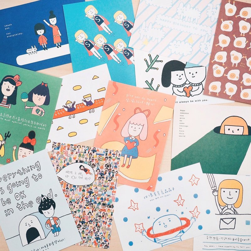 右手超人明信片 / 全套12张 - 卡片/明信片 - 纸 多色