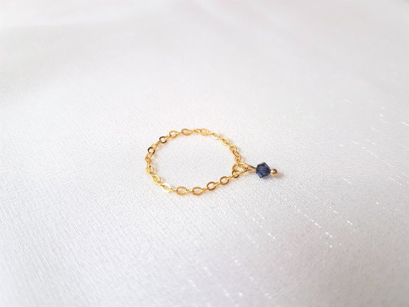 垂坠水晶 链戒 (海洋蓝) - 戒指 - 水晶 蓝色