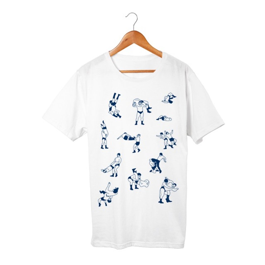 Wrestling  T-shirt - 男装上衣/T 恤 - 棉 白色