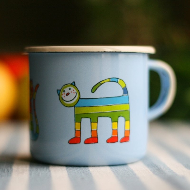 Smaltum布拉格 珐琅杯 雀斑喵咪_天蓝(250ml)〈FDN000043〉 - 咖啡杯/马克杯 - 珐琅 蓝色