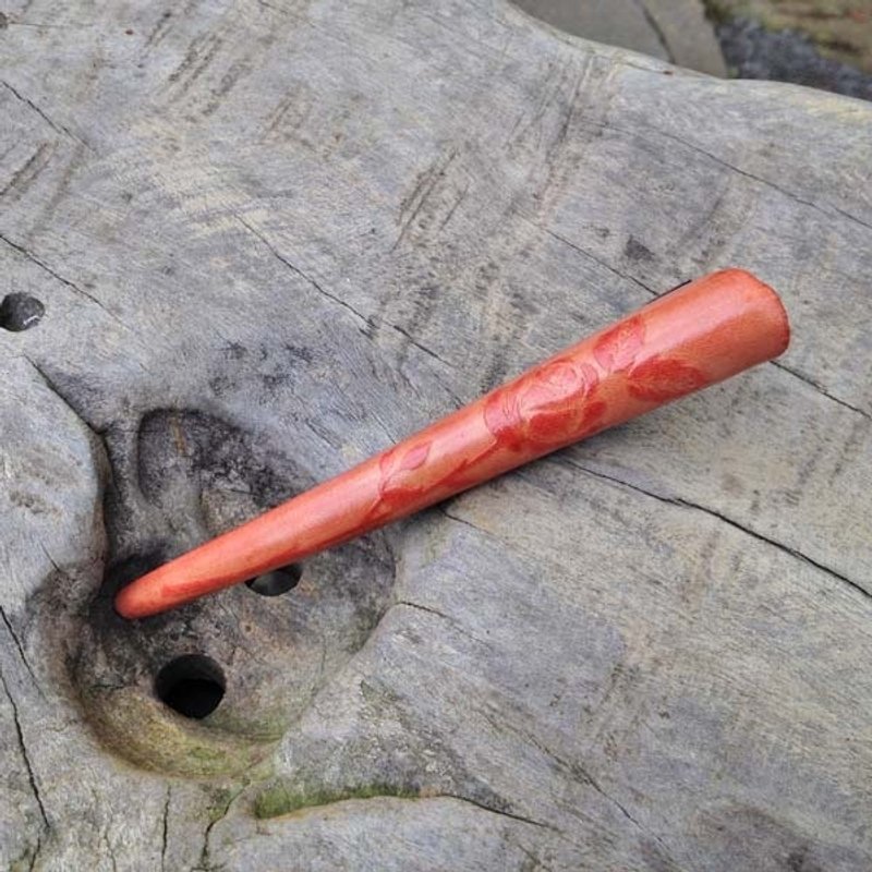 玫瑰浮雕,皮鹤嘴夹,鸟嘴夹-浅咖啡 - 发饰 - 真皮 咖啡色