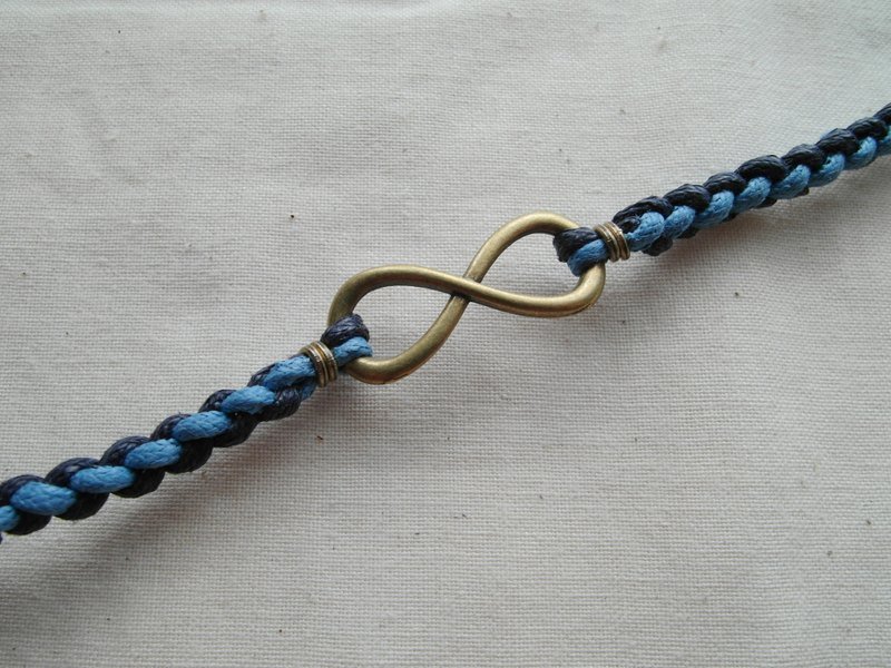 ~米+熊~ 爱无限 无限爱 8字 蜡绳编织 手链  (古铜 蓝) - 手链/手环 - 其他金属 蓝色