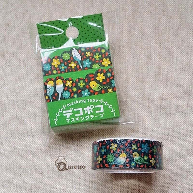 VQ-goods x Shinzi Katoh 加藤真治联名款 花边纸胶带【虎皮鹦鹉 (MDT04-36)】鸟儿 - 纸胶带 - 纸 黑色