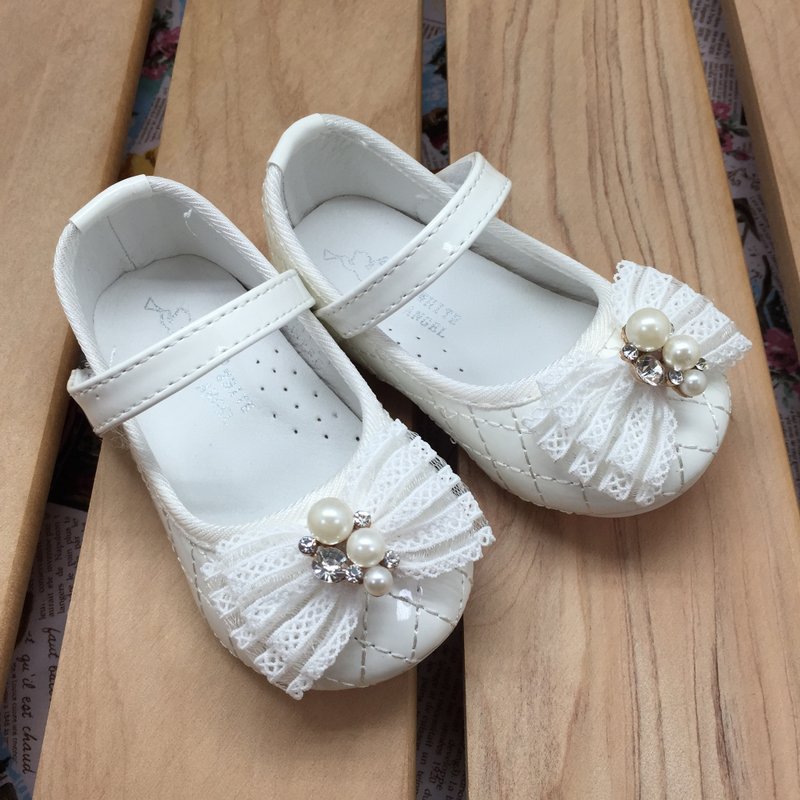 天使童鞋-钻石蝴蝶结娃娃鞋-(粉&白) - 童装鞋 - 其他材质 多色