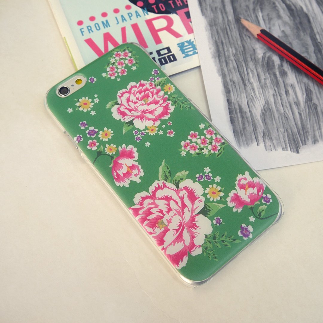 香港原创设计 香港系列-绿色中国花图案 iPhone X,  iPhone 8,  iPhone 8 Plus,  iPhone 7, iPhone 7 Plus, iphone 6/6S , iphone 6/6S PLUS, Samsung Galaxy Note 7 透明手机壳 - 手机壳/手机套 - 塑料 绿色