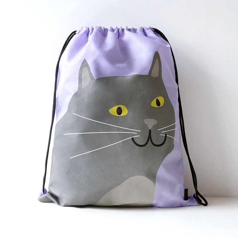 UPICK原品生活 原创情侣印花运动束口袋抽绳双肩背包 猫猫情侣款 - 束口袋双肩包 - 其他材质 