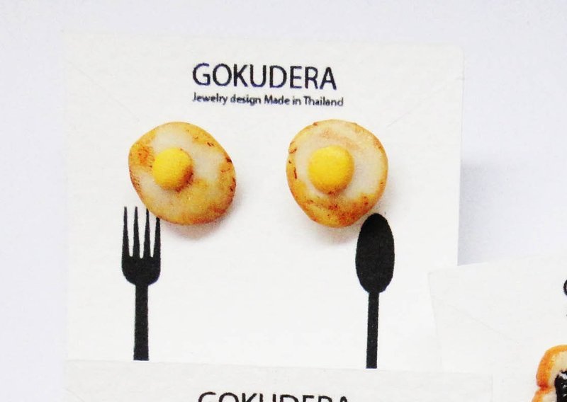 我是煎蛋耳环 - 耳环/耳夹 - 粘土 红色