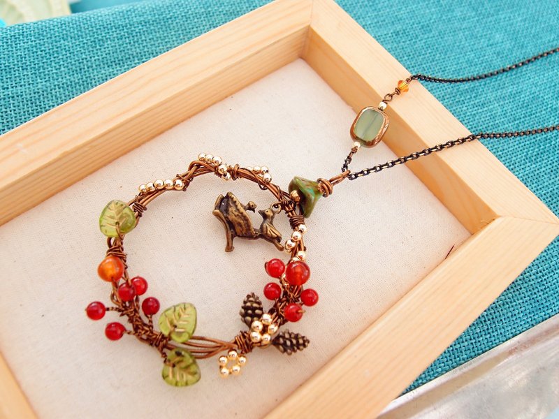 《DODOWU手作轻珠宝》【山归来花圈长链】 - 项链 - 宝石 红色