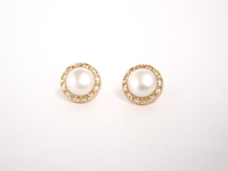 [Circle dot]银色镶嵌 - 耳环/耳夹 - 塑料 灰色