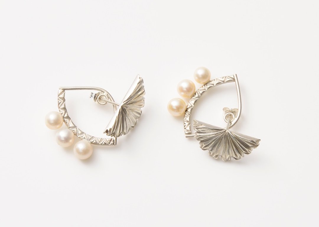 Semicircular and curves earrings / 2way / 002 - 耳环/耳夹 - 其他金属 白色