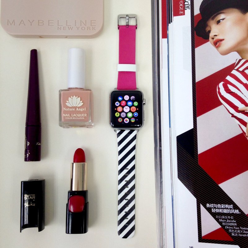 Apple Watch Series 1 - 5 粉黑色间条手表带 38 40 42 44mm  53 - 其他 - 真皮 