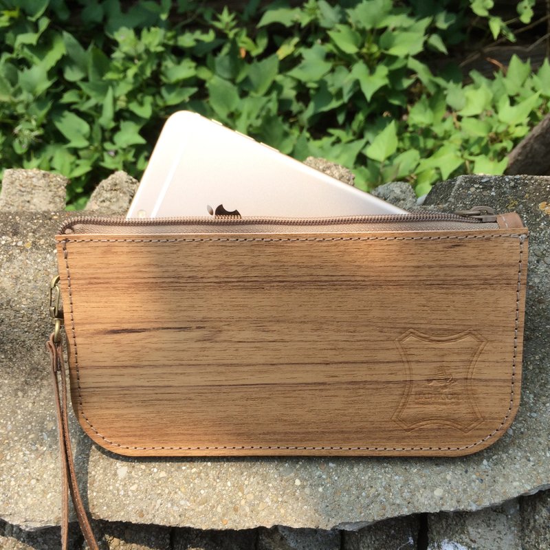 ‘玩皮女孩’栓木＿三层包，手工牛皮，手机包，手拿包，钱包 - 其他 - 木头 金色